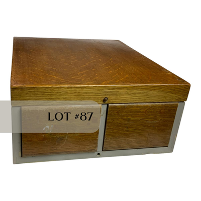 Lot 087 | Small Metal and Wood Filing Cabinet