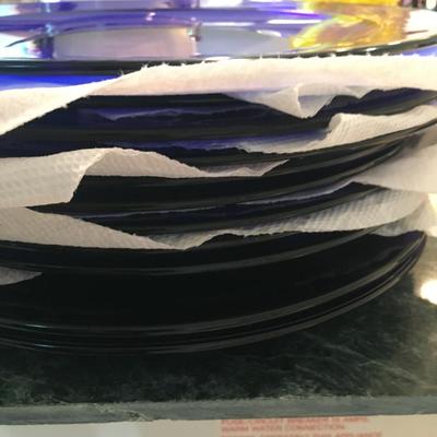 Blue glass chargers/plates