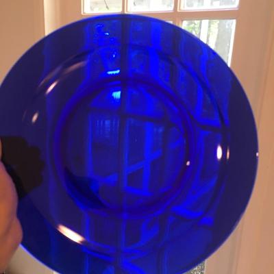 Blue glass chargers/plates