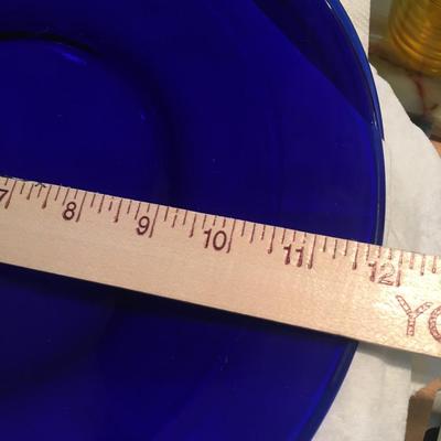 Blue glass chargers/plates