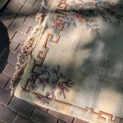 45â€ x 68â€ Beige Floral Wool Rug - Lot 153