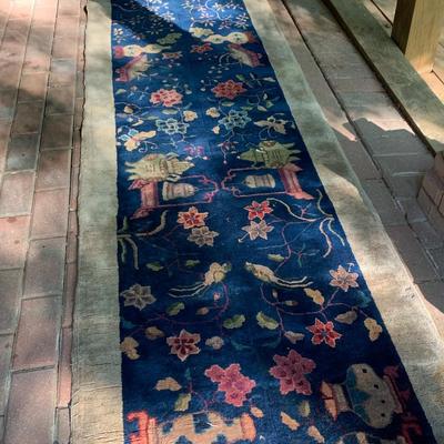 Early Asian Runner - Handmade Wool Rug - 113â€ x 32â€ Lot 154