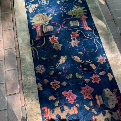Early Asian Runner - Handmade Wool Rug - 113â€ x 32â€ Lot 154