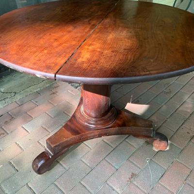 Large Round Early Antique Tilt Top Table