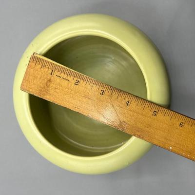 Vintage Bauer Art Pottery Light Green Chartreuse Curved Mouth Bowl Vase