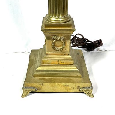 1335 Vintage Brass Corinthian Style Column Lamp