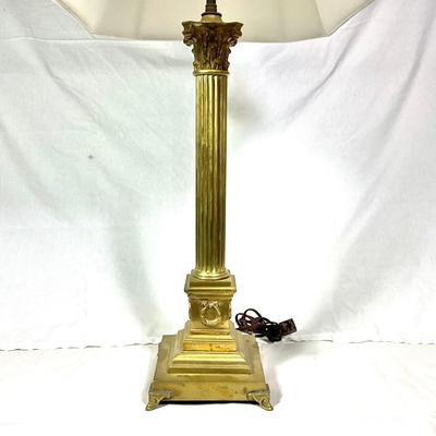 1335 Vintage Brass Corinthian Style Column Lamp