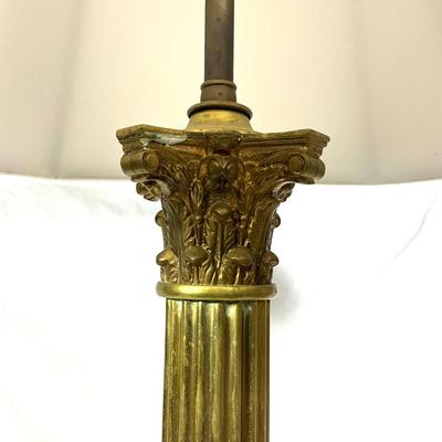 1335 Vintage Brass Corinthian Style Column Lamp