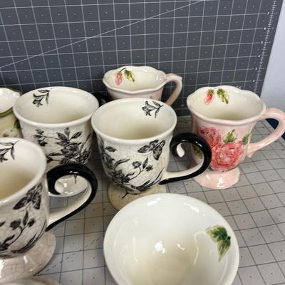 Rose Patterned Coffee Cups and such 