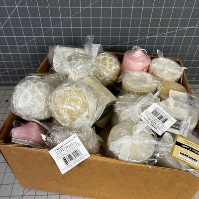 Box full of White, 3" Candles 