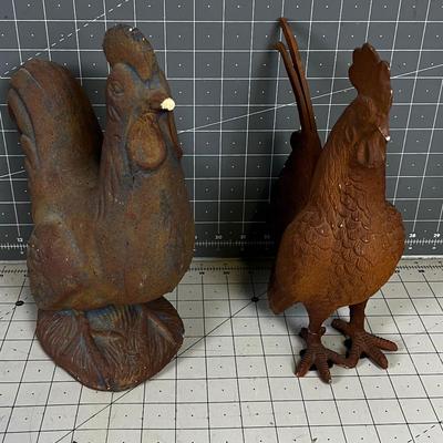 Chickens; Ceramic and Metal 