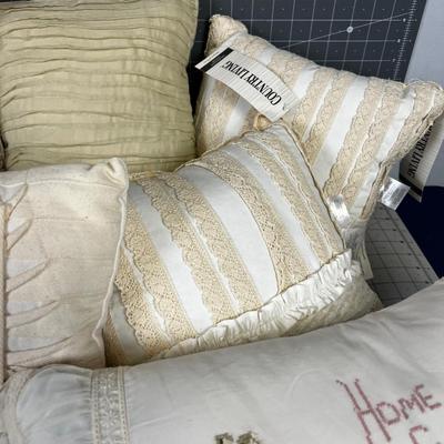 Pile of Decorative Throw Pillows