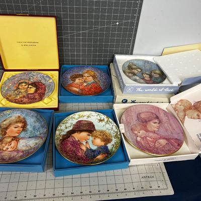 Large (6)  Collection of Mother & Child Plates in Original Boxes