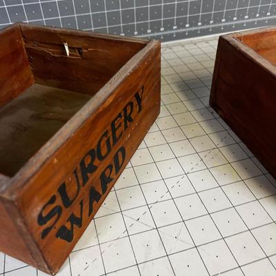2 Vintage Wood Boxes RX from Hospital 