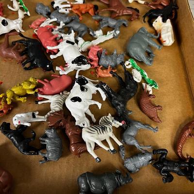 Toy Animals, Plastic: Horses, Sheep, Cow Plus Jungle Animals VINTAGE 1970's