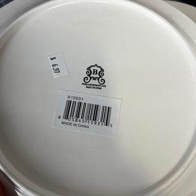 Lot of new White Dishes with Embossed Deer Crest 