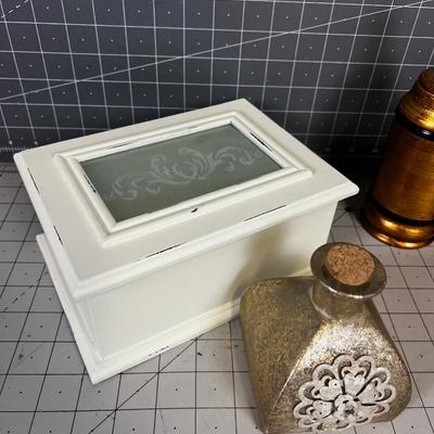 Box, Bottle and Soap Dispenser