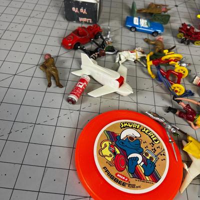 Vintage Toy Pile: Army Men, Toys, Cars, Mickey Mouse