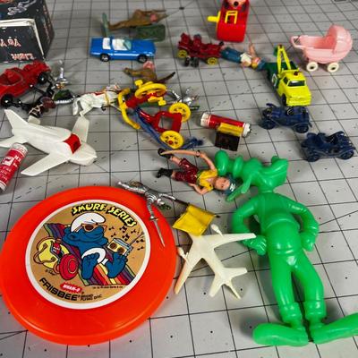 Vintage Toy Pile: Army Men, Toys, Cars, Mickey Mouse