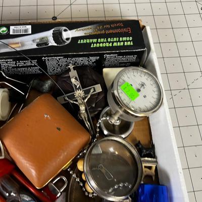 Grandpa's Junk Drawer: Watch, Trophy, Flashlight etc. 