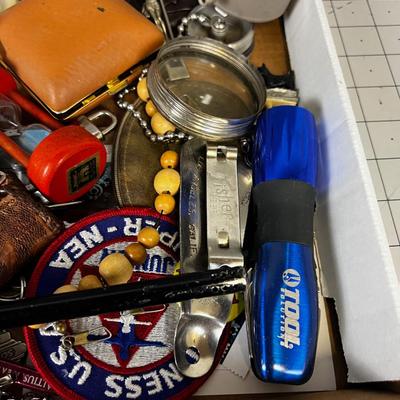 Grandpa's Junk Drawer: Watch, Trophy, Flashlight etc. 