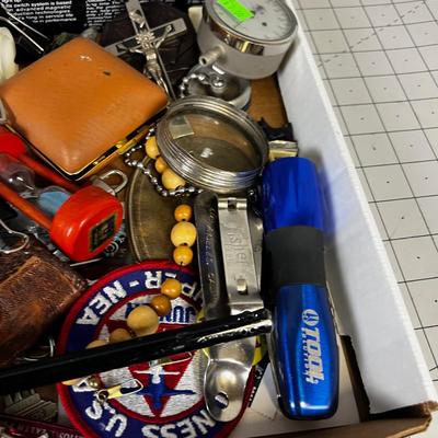 Grandpa's Junk Drawer: Watch, Trophy, Flashlight etc. 