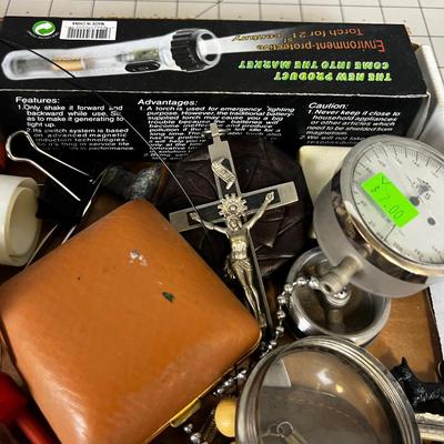 Grandpa's Junk Drawer: Watch, Trophy, Flashlight etc. 