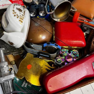 Grandpa's Junk Drawer: Watch, Trophy, Flashlight etc. 