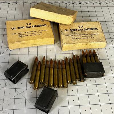 A bunch of Military 30.06 Ammo with M1 Clips