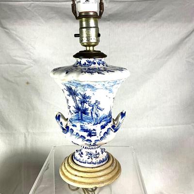 1340 Antique Blue Delft Vase Lamp