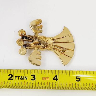 VINTAGE COLUMBIAN GOLD TONED DOUBLE HEADED EAGLE PROTECTIVE AMULET BROOCH