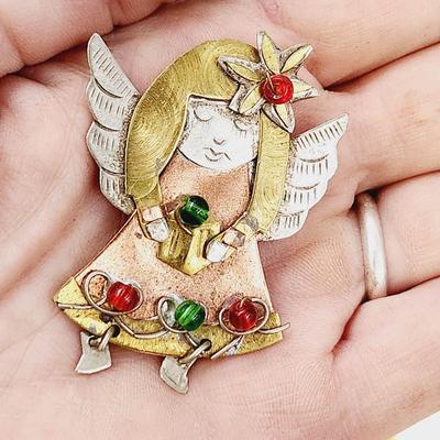 BEAUTIFUL HANDCRAFTED BRASS & COPPER ANGEL PIN