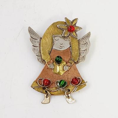 BEAUTIFUL HANDCRAFTED BRASS & COPPER ANGEL PIN