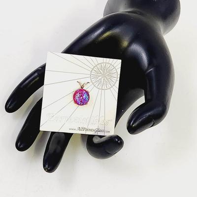 STUNNING EARREZISTIBLES HANDCRAFTED BLOWN PINK GLASS SILVER TRIMMED PENDANT