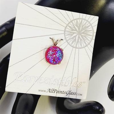 STUNNING EARREZISTIBLES HANDCRAFTED BLOWN PINK GLASS SILVER TRIMMED PENDANT