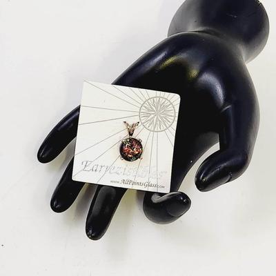 STUNNING EARREZISTIBLES HANDCRAFTED BLOWN BLACK GLASS SILVER TRIMMED PENDANT