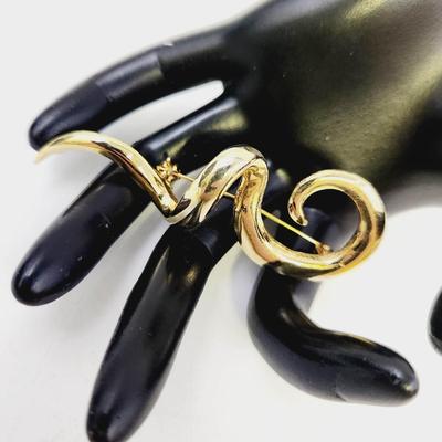 VINTAGE GOLD TONED SQUIGGLE BROOCH