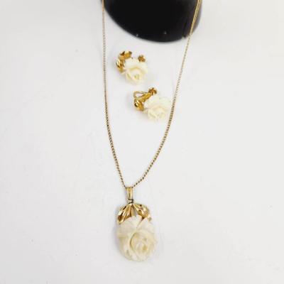VINTAGE VAN DELL 1/20 12K GOLD FILL NECKLACE & EARRING SET