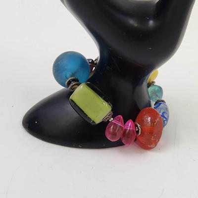 HANDCRAFTED GLASS BEADED STRETCHY BRACELET