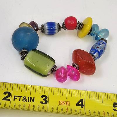 HANDCRAFTED GLASS BEADED STRETCHY BRACELET