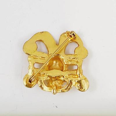 ALVA REPRODUCTION PRECOLUMBIA GOLD PLATED BIRD BROOCH