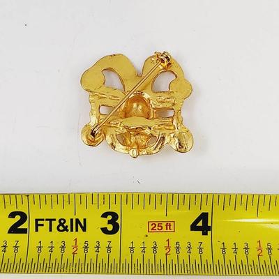 ALVA REPRODUCTION PRECOLUMBIA GOLD PLATED BIRD BROOCH
