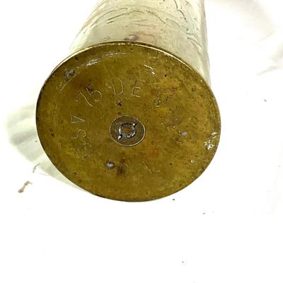 1342 Antique 1914 French Trench Art Artillery Shell