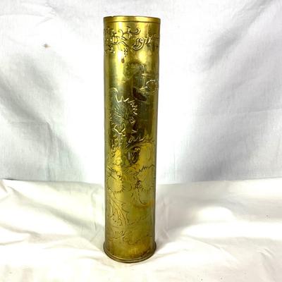 1342 Antique 1914 French Trench Art Artillery Shell
