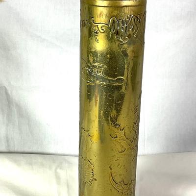 1342 Antique 1914 French Trench Art Artillery Shell