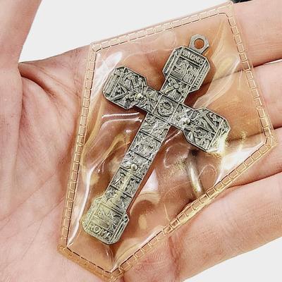 MEDIEVAL CRUCIFIX W/ STATIONS OF THE CROSS SILVER TONED UNOPENED