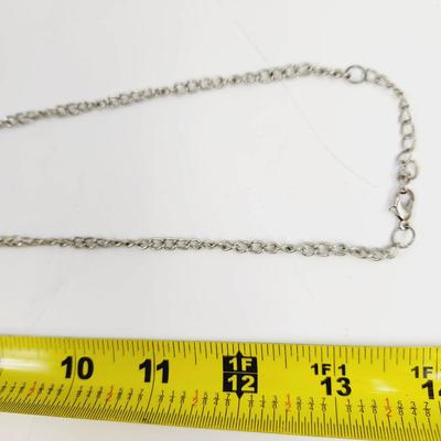 METAL SILVERTONED RED & CHAINED DESIGNED NECKLACE