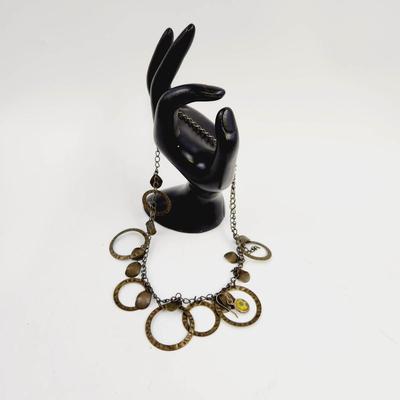 ANTIQUED COLORED CIRCILAR METAL DESIGNER NECKLACE