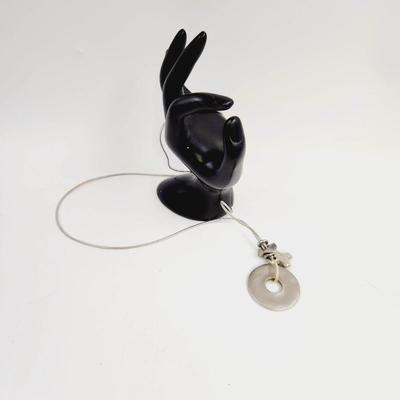 BEAUTIFUL SILVER TONED HEAVY METAL STRING DESIGNED NECKLACE
