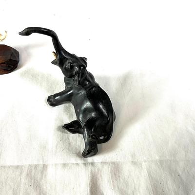 1343 Vintage Bronze Elephant Figure with Bone Elephant Carving
